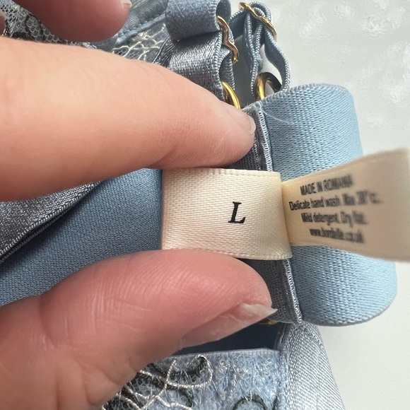 Bordelle Botanica Triangle Soft Bra Light Blue L Rare Floral - Picture 5 of 5
